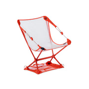 The NEMO Equipment Moonlite™ Elite Reclining Backpacking Chair is a lightweight, collapsible orange chair with a mesh seat and sturdy metal frame, shown against a plain white background.
