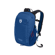 The NEMO Equipment Resolve™ 15L Endless Promise® Technical Daypack is shown in blue with black shoulder straps, front zipper, and side pockets against a white background. The NEMO logo appears on the front of this lightweight, breathable pack.